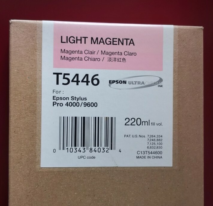 10-2020 New In Box Epson Genuine 220ml Ink T5446 Light Magenta Stylus 4000/9600