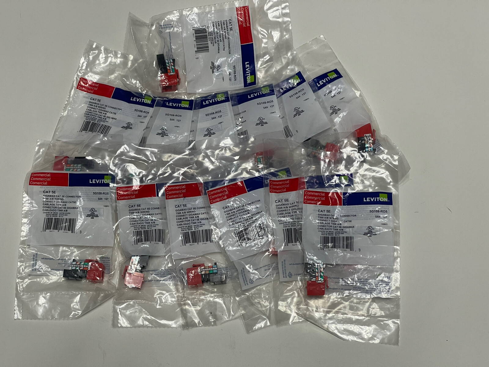 LOT - 13 PC Leviton 5G108-RO5 Gigamax Cat 5E Connector T568 A/B Wiring. NEW