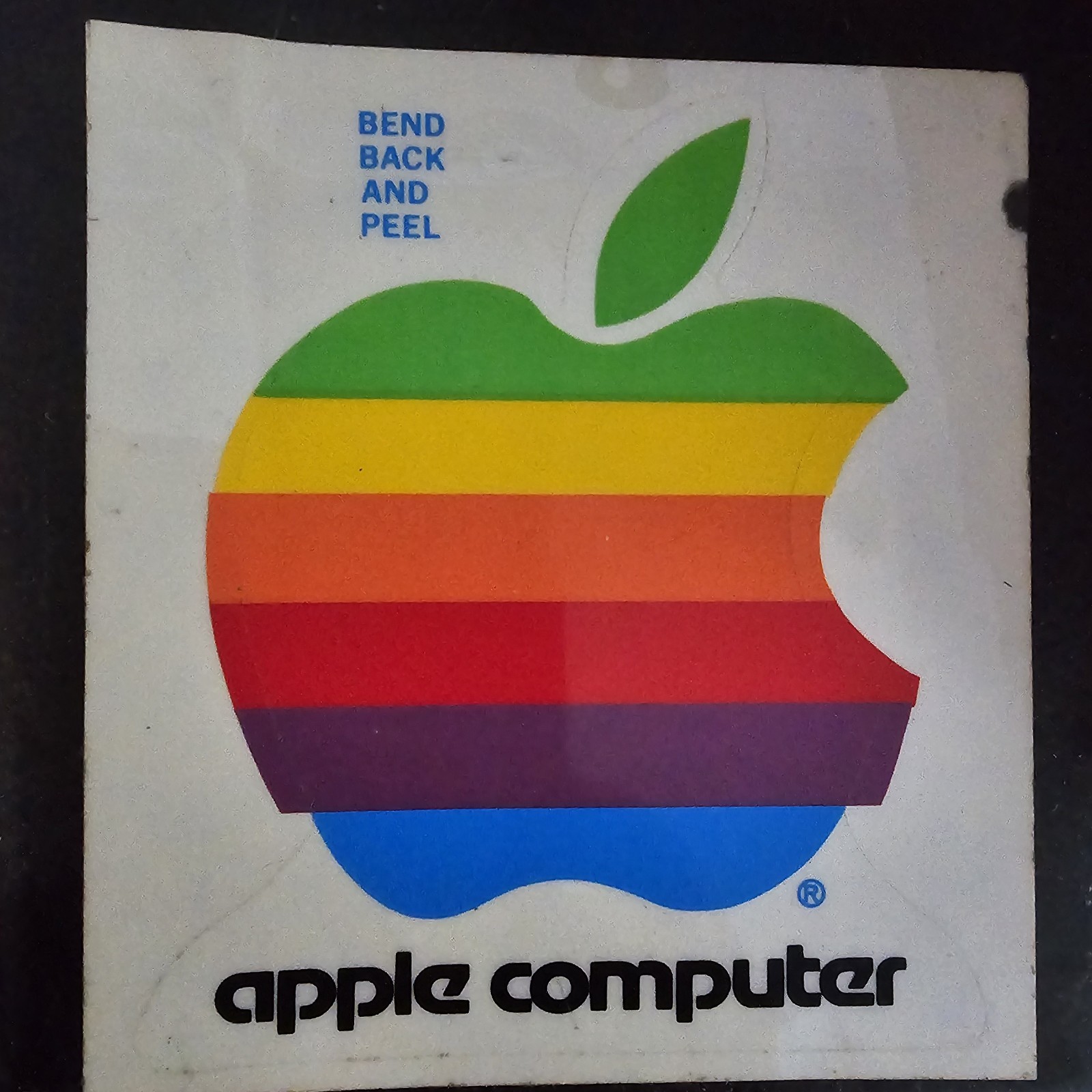 4" Vintage Original 1980s APPLE MACINTOSH Computer Rainbow Logo Sticker Decal
