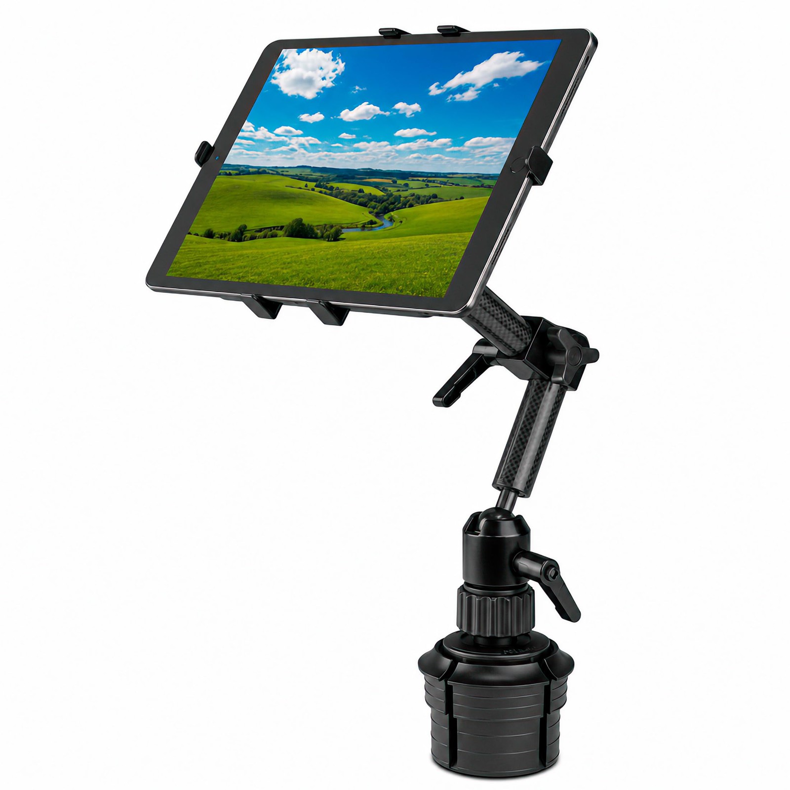 MountIt Universal Cup Holder Tablet Mount, 711in Tablets, Carbon Fiber
