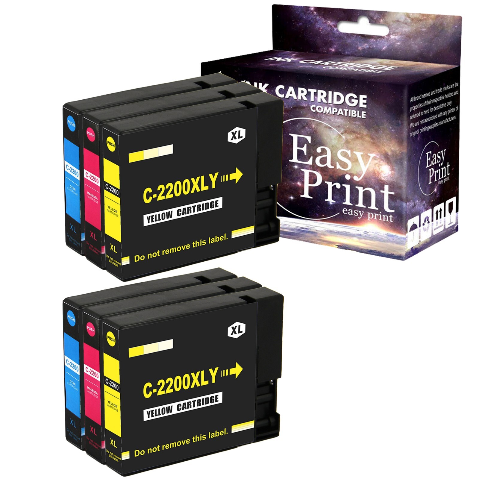 6PK PGI-2200XL Ink Cartridge for Canon Maxify MB5020 MB5120 MB5320,2C2M2Y