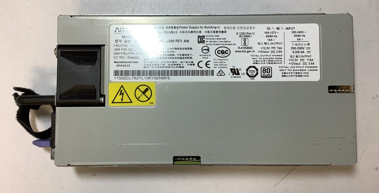 ARTESYN 7001692-J200 IBM 1400W POWER SUPPLY L-V2D