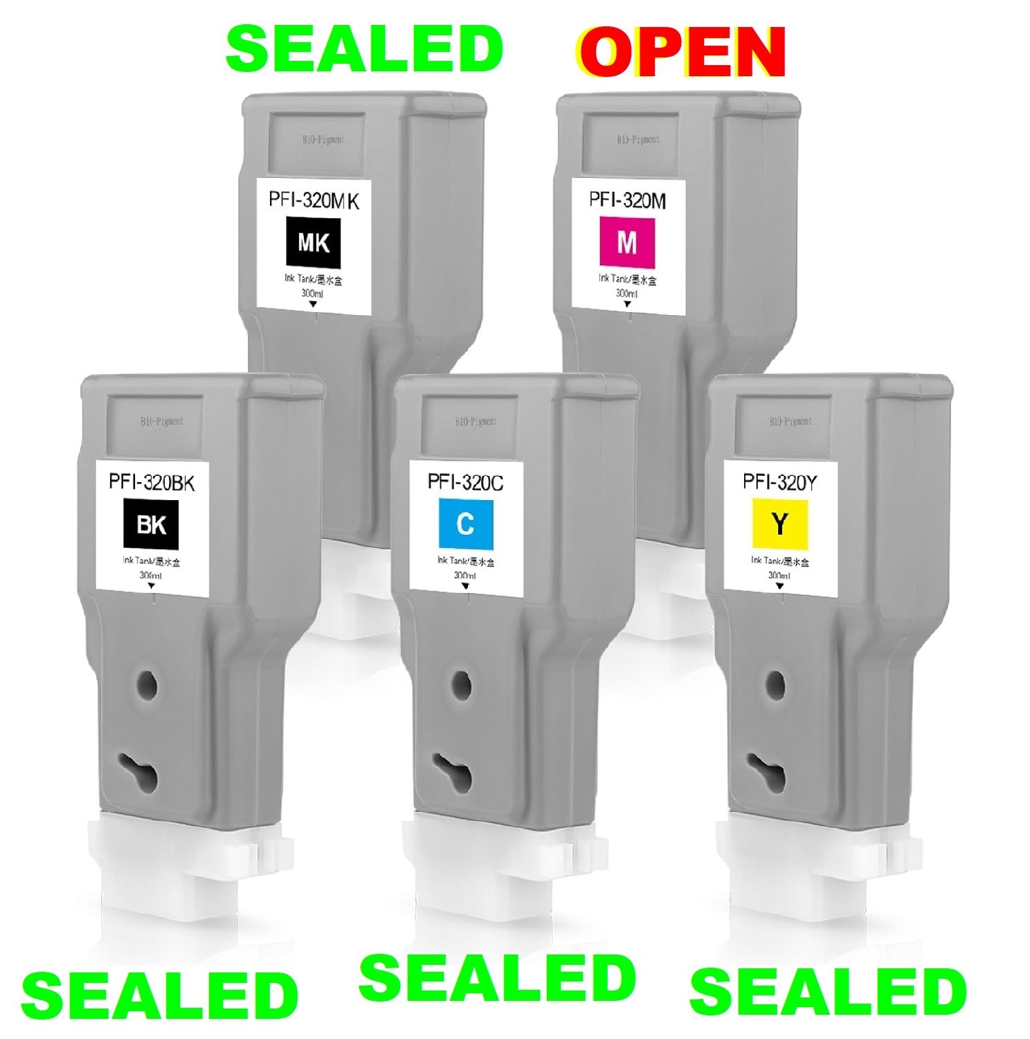 Full set PFI-320 Ink Cartridge Canon Image PROGRAF TM-200 TM-205 TM-300 TM-305 