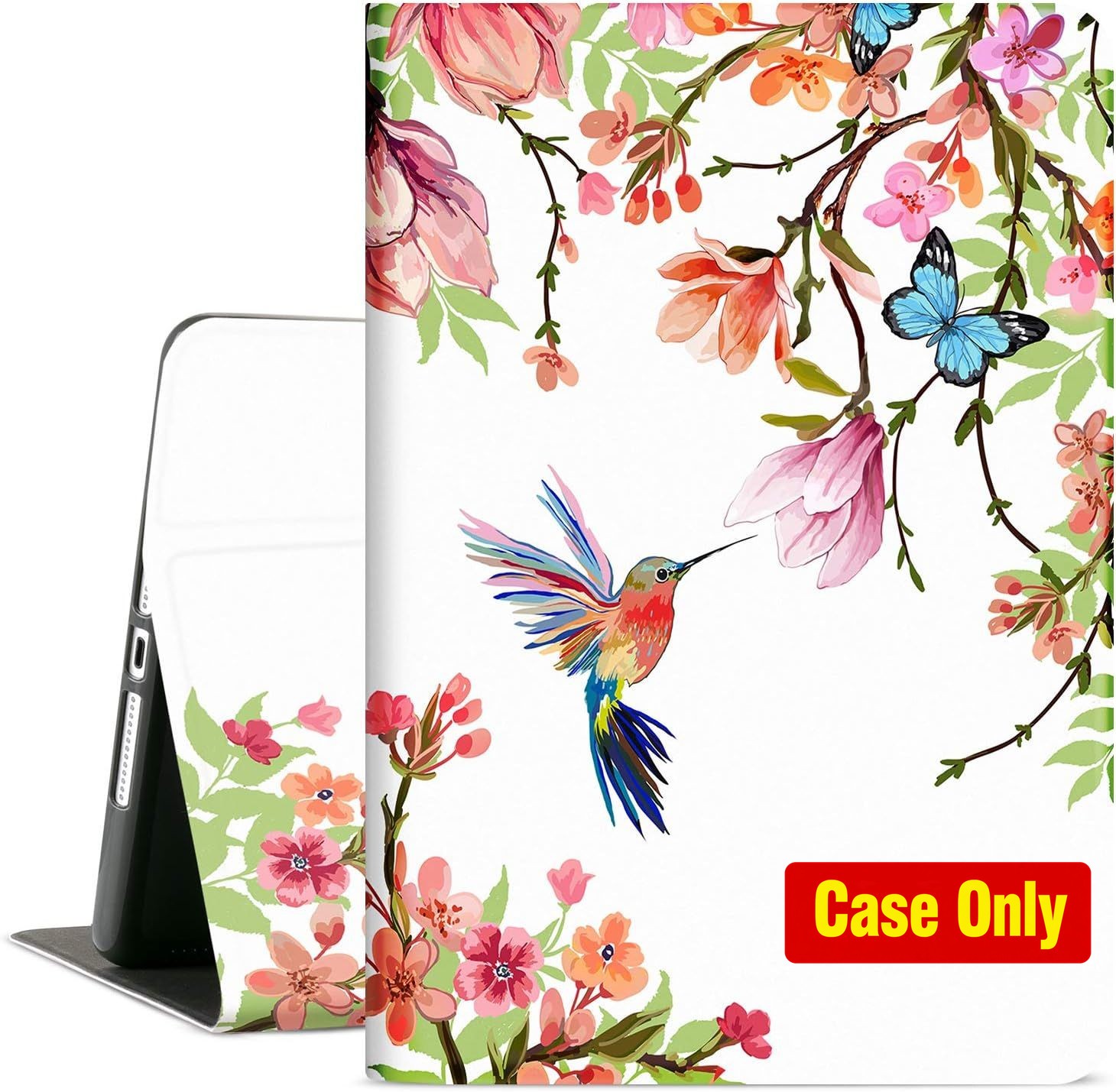 Case for iPad 9th/8th/7th Generation 10.2 Inch - Flower Hummingbird Design