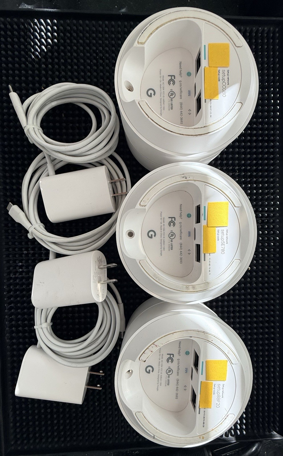 Google Wifi AC-1304 Mesh System - 3-Pack Lot + ALL 3 Original Power Bricks