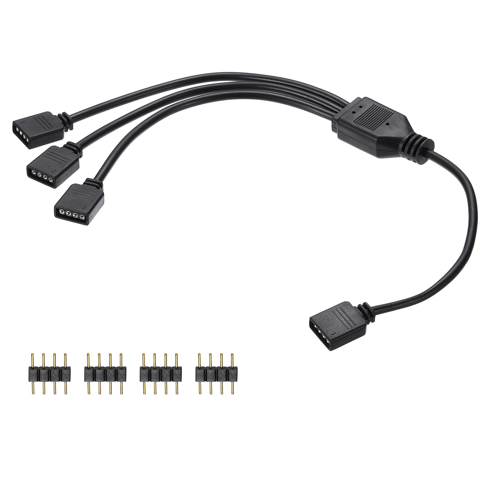RGB Splitter Cable 12V 12" 4 Pin 1 to 3 Female to Female Black