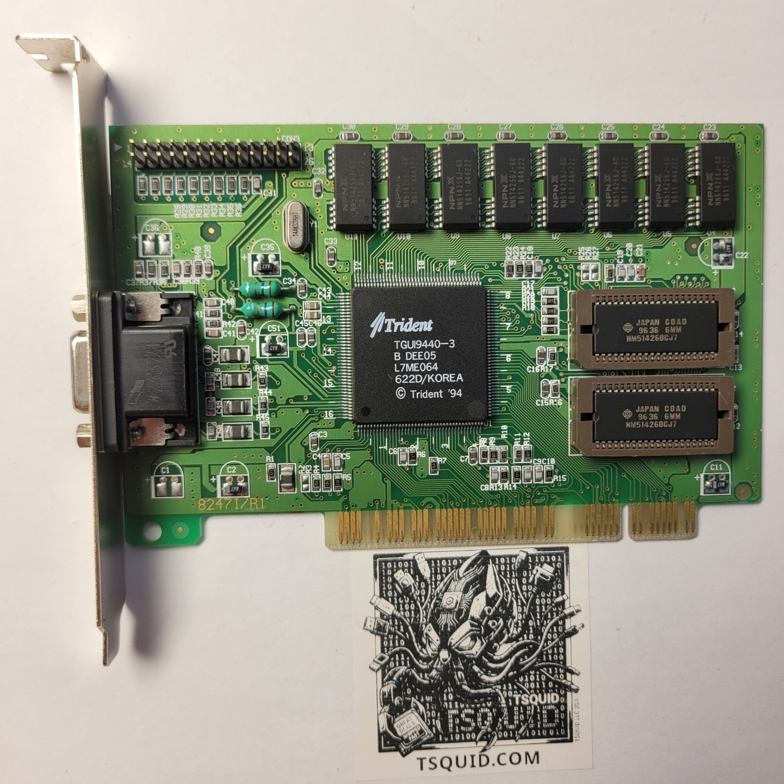 Trident TGUI9440-3 2MB PCI Video Graphics Card KY2-JAX-TVGA94PCI Vtg DOS Gaming