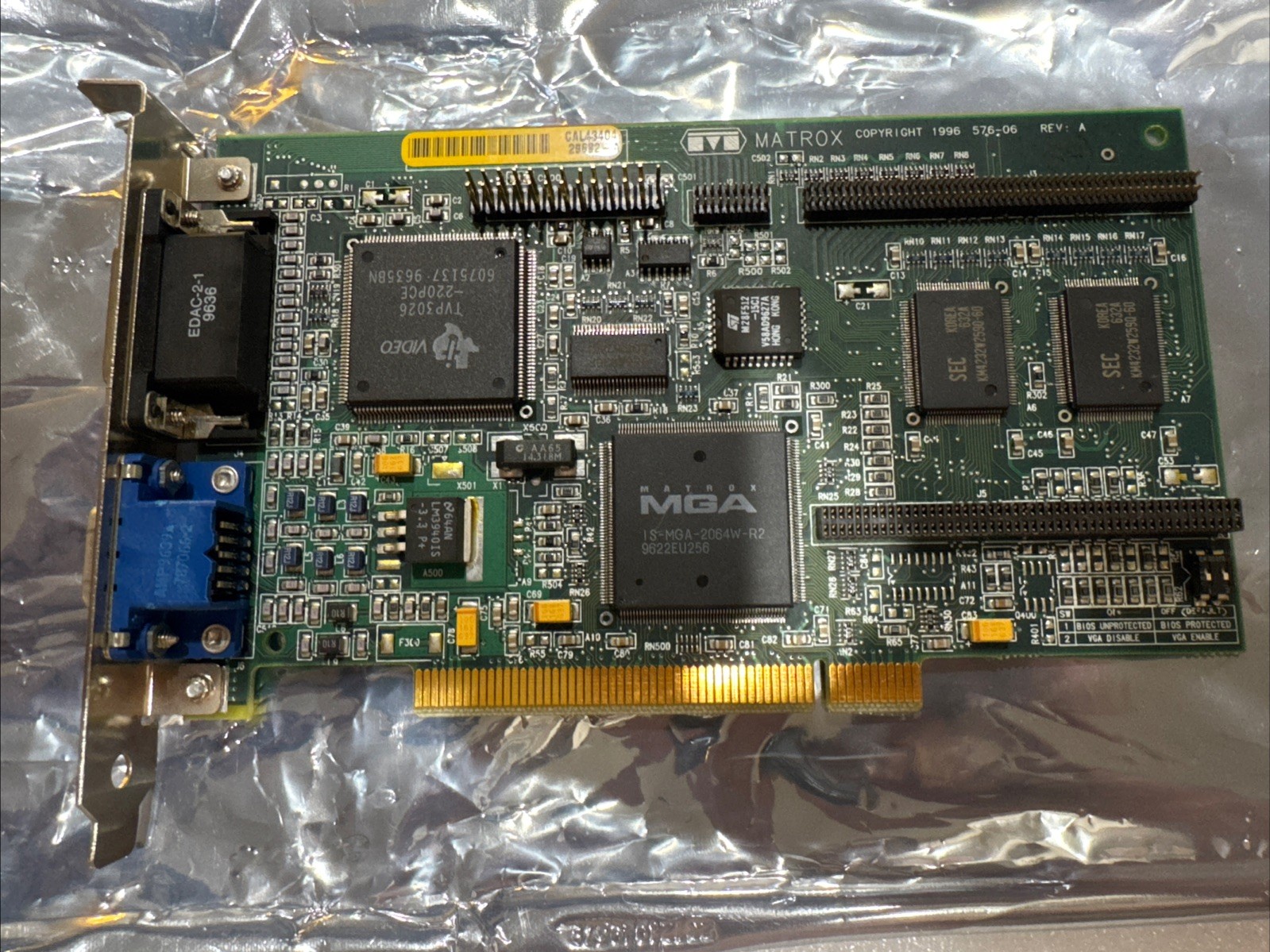 MATROX,PCI Video Card, 576-06 Rev A, MGA-MIL/2BN, Used/ Tested.