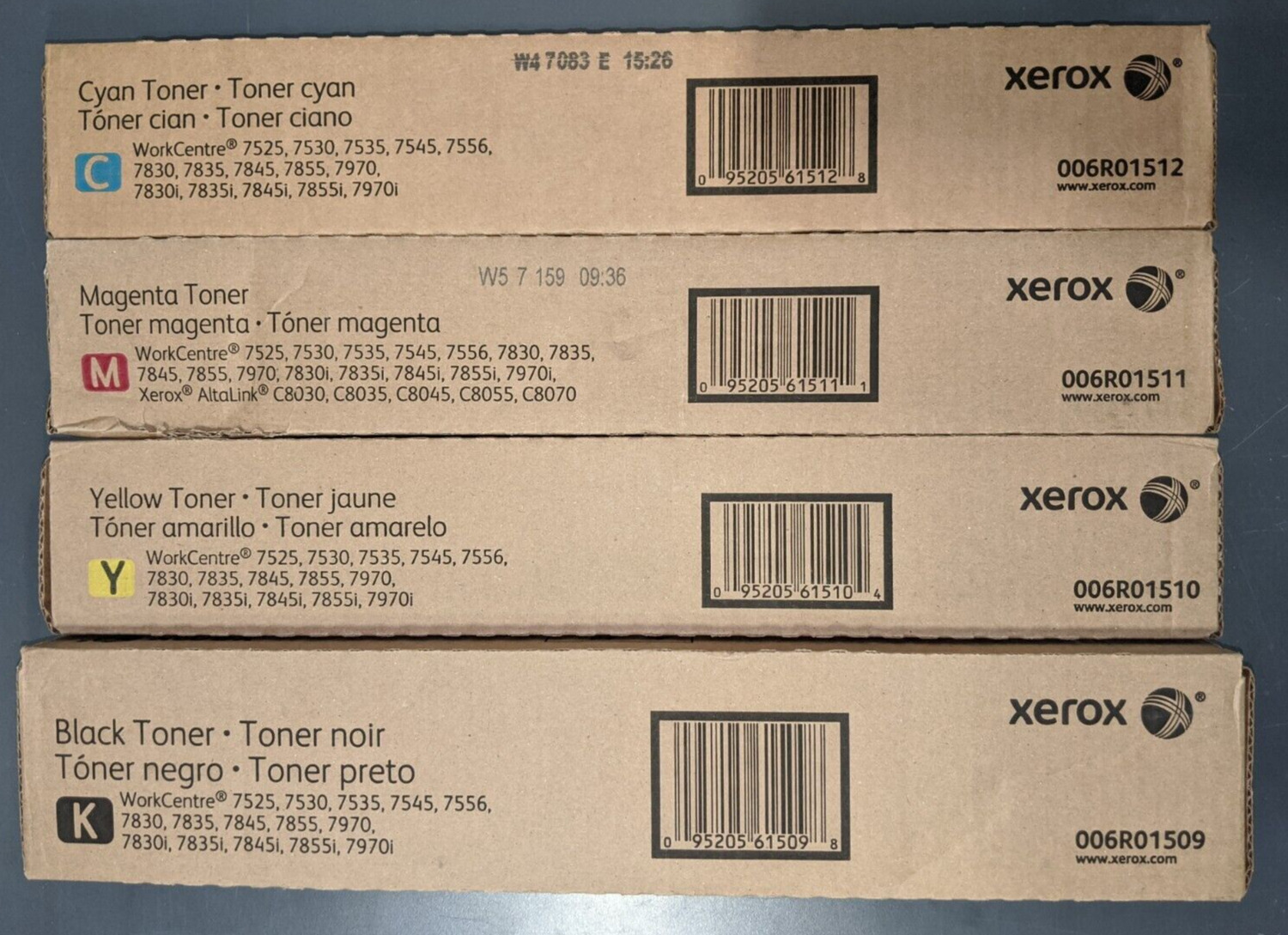 Xerox Genuine Toner Set - CMYK for 7525 7530 7535 7545 7556 7830 7845