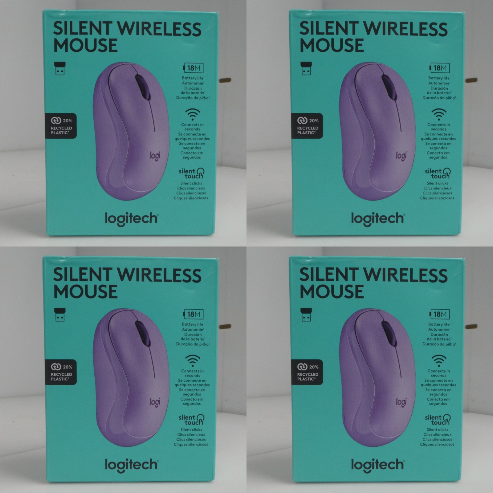 4 Pack Logitech Silent Wireless Mouse Purple 910-007483