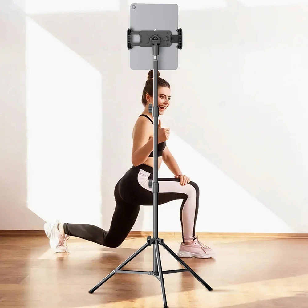 Adjustable Tablet Floor Stand 360° Rotating Holder 24–65 Inch Height