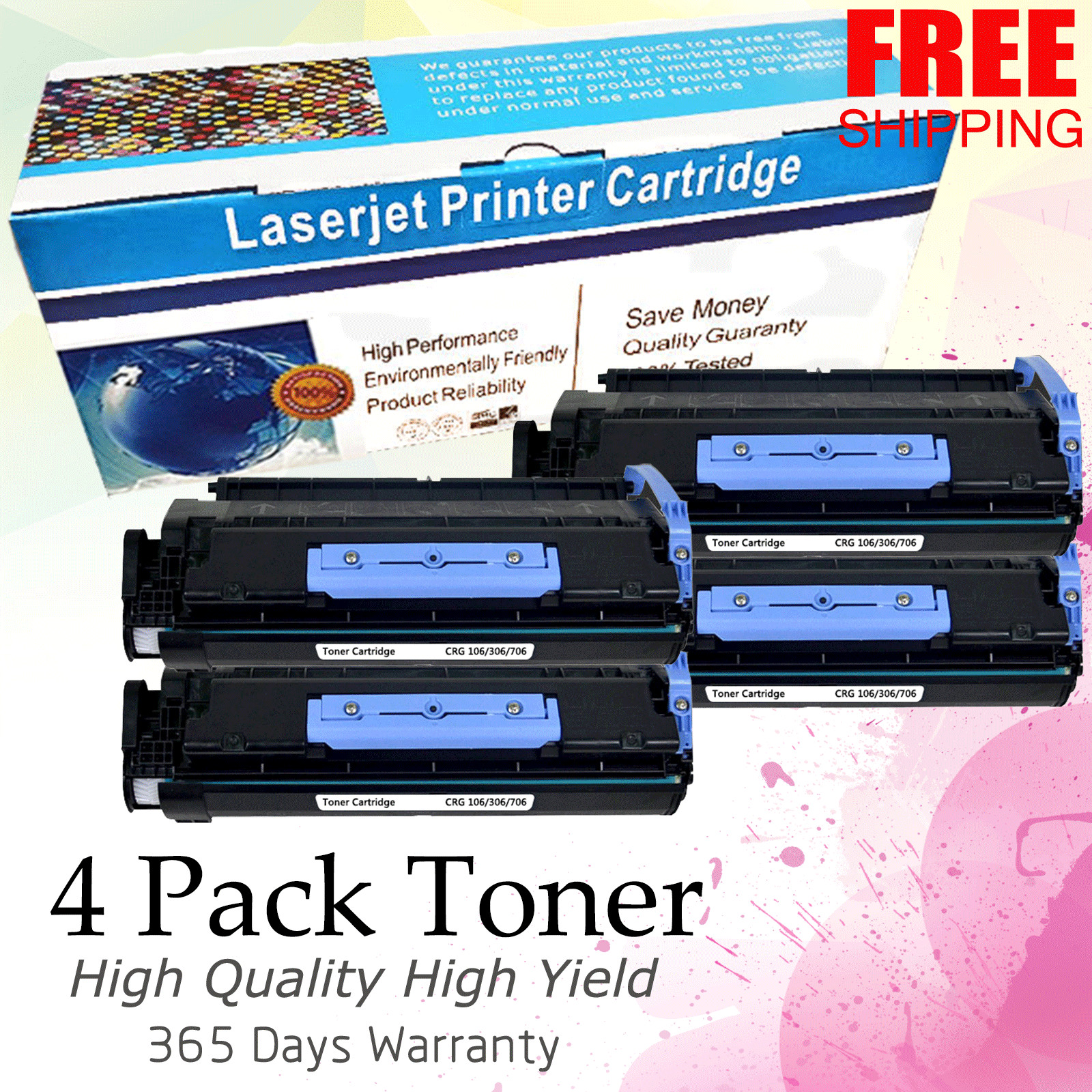 4pk 106 L106 Toner Cartridge For Canon Imageclass MF6530 MF6540 MF6531 MF6590