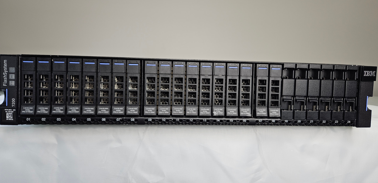 IBM 2076-824 FlashSystem 7200 NVMe Control Enclosure w/rails & 192 TB storage