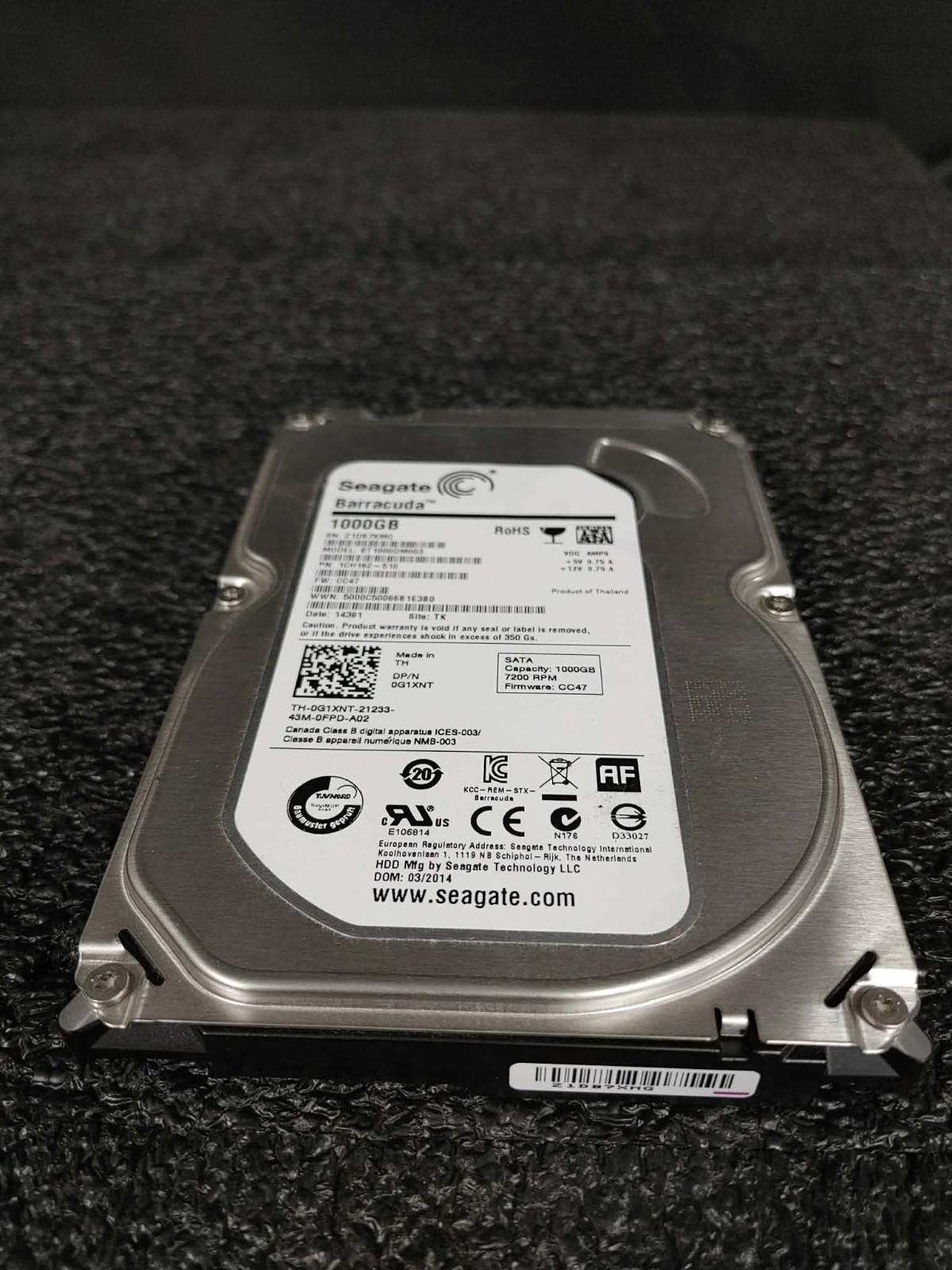 Dell G1XNT ST1000DM003 1TB 7.2K RPM 64MB FW CC47 DC 14391 SATA 3.5"