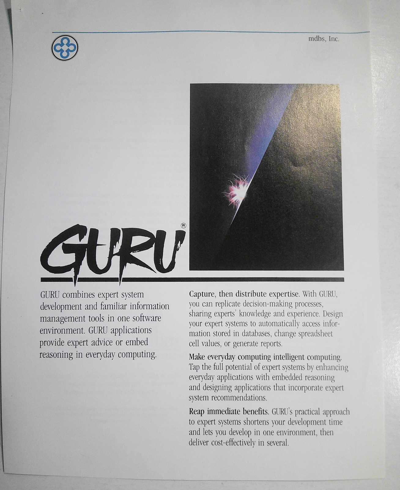 GURU - Artificial Intelligence that means business - Flyer, 1987