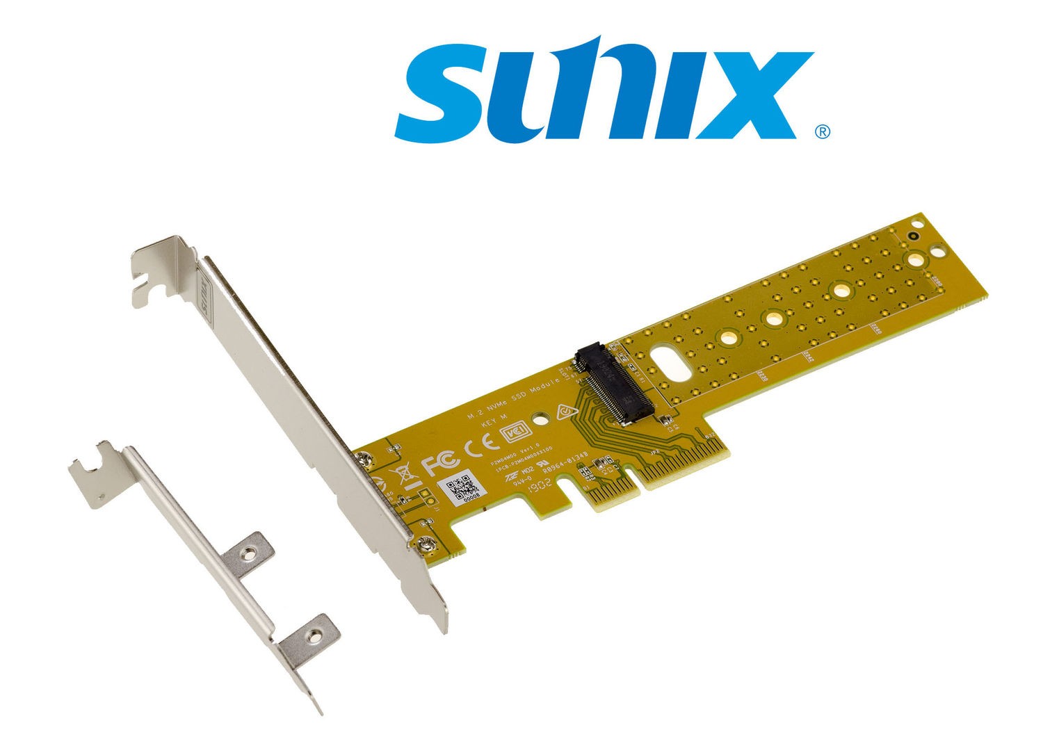 PCIe Card - 1 Port For M2 M Key NVMe SSD Industrial Range SUNIX