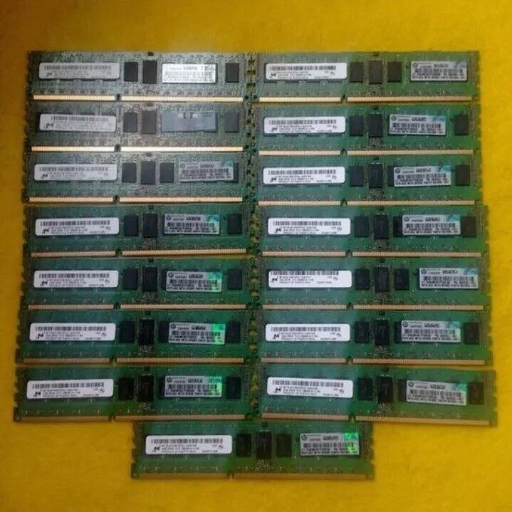 LOT OF 15: HP MICRON 2GB 2RX8 PC3-10600R-9-11-B0 Memory