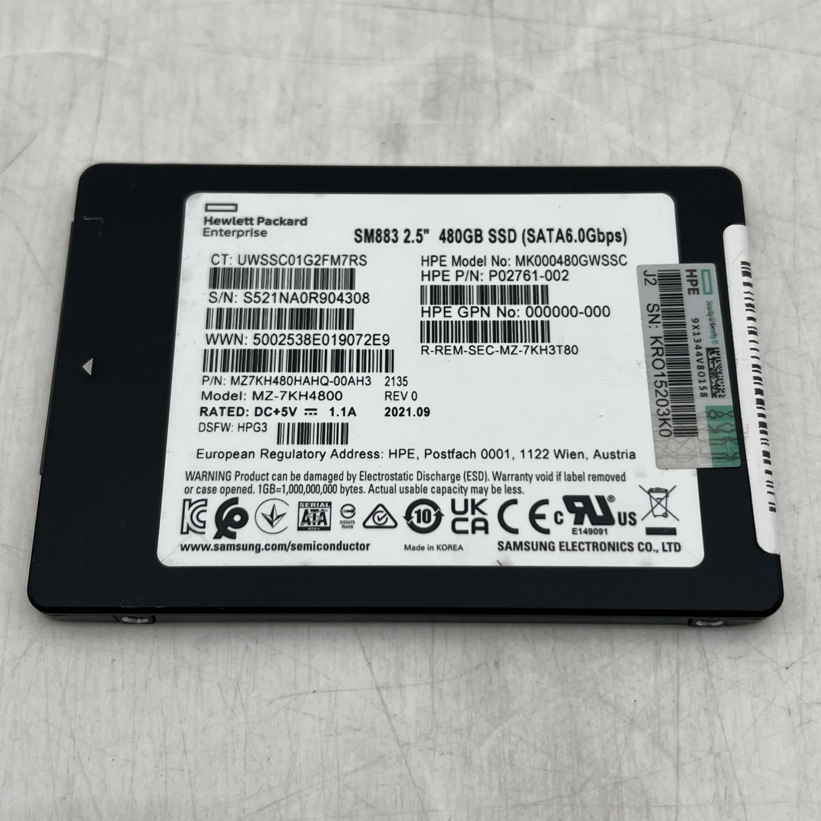 HP P02761-002 480GB SATA 6Gbps 2.5" Internal SDD