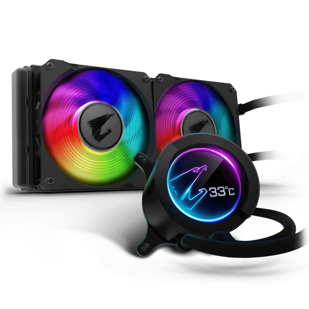 Gigabyte Aorus Liquid Cooler 240 Circular LCD Display Dual 120mm ARGB Fans