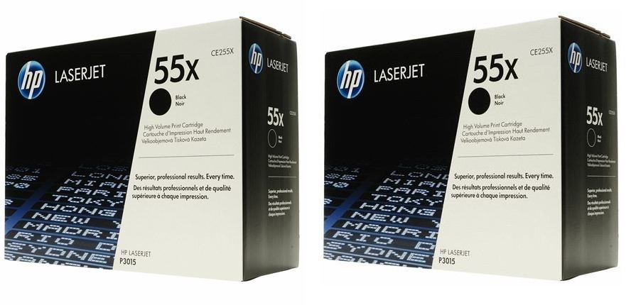 2 Genuine Original HP 55X Toner Cartridges CE255X SEALED HP BAG OPEN BOX