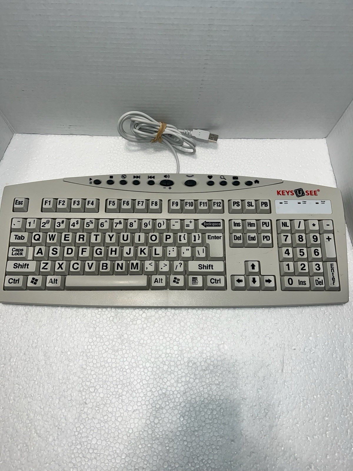Keys-U-See Keyboard Large Print USB Off-White Bone Color *TESTED & WORKING* READ