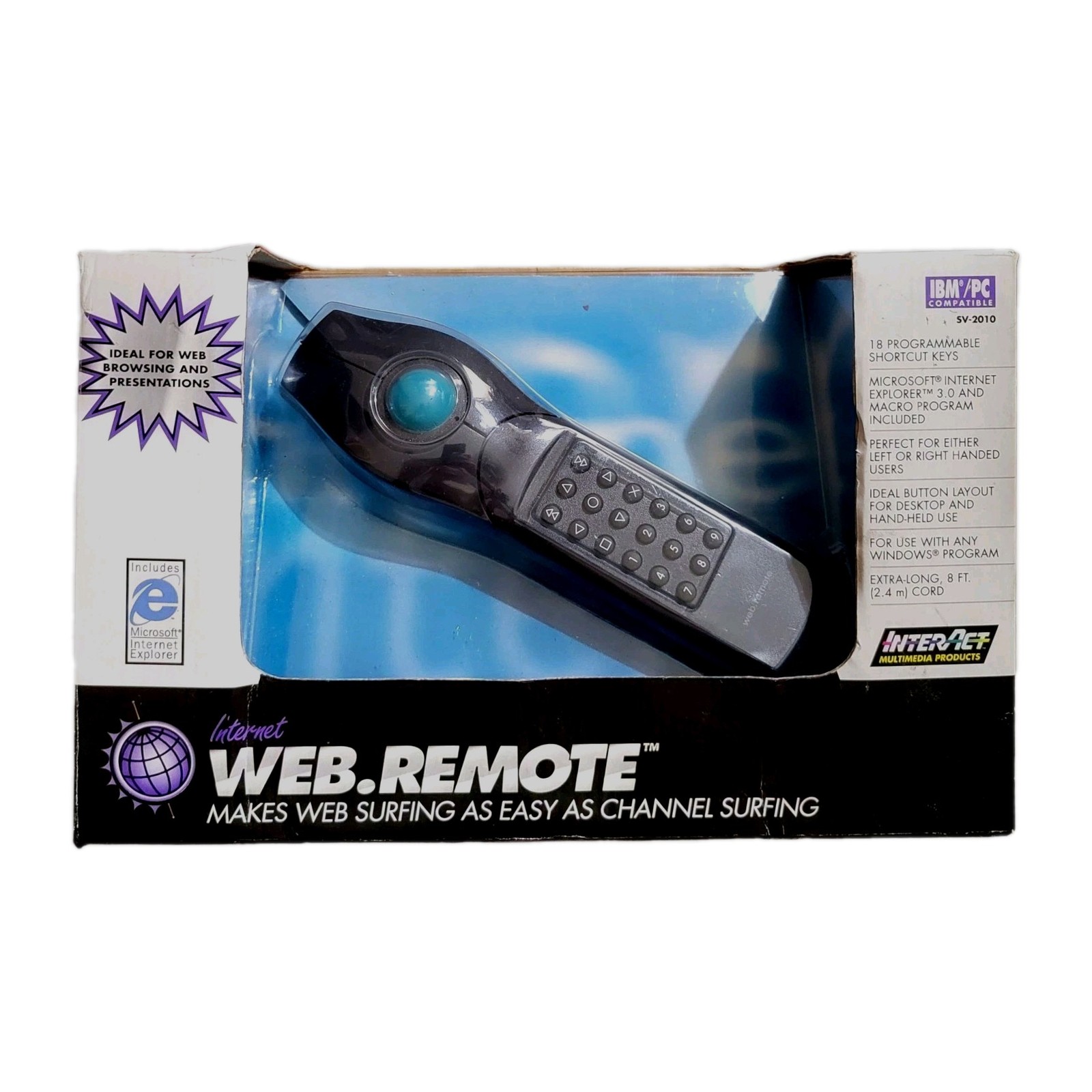 Interact Web.Remote Internet Surfing Remote Control Ball Mouse PC  SV-2010 - NIB