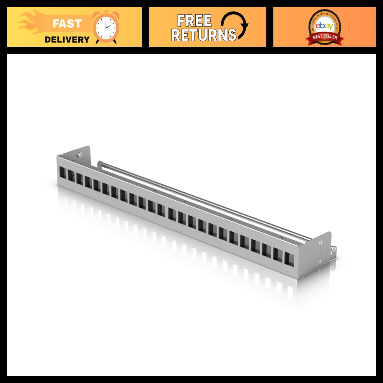 24-Port Blank Keystone Patch Panel for Network Cabling, Easy Installation, Durab