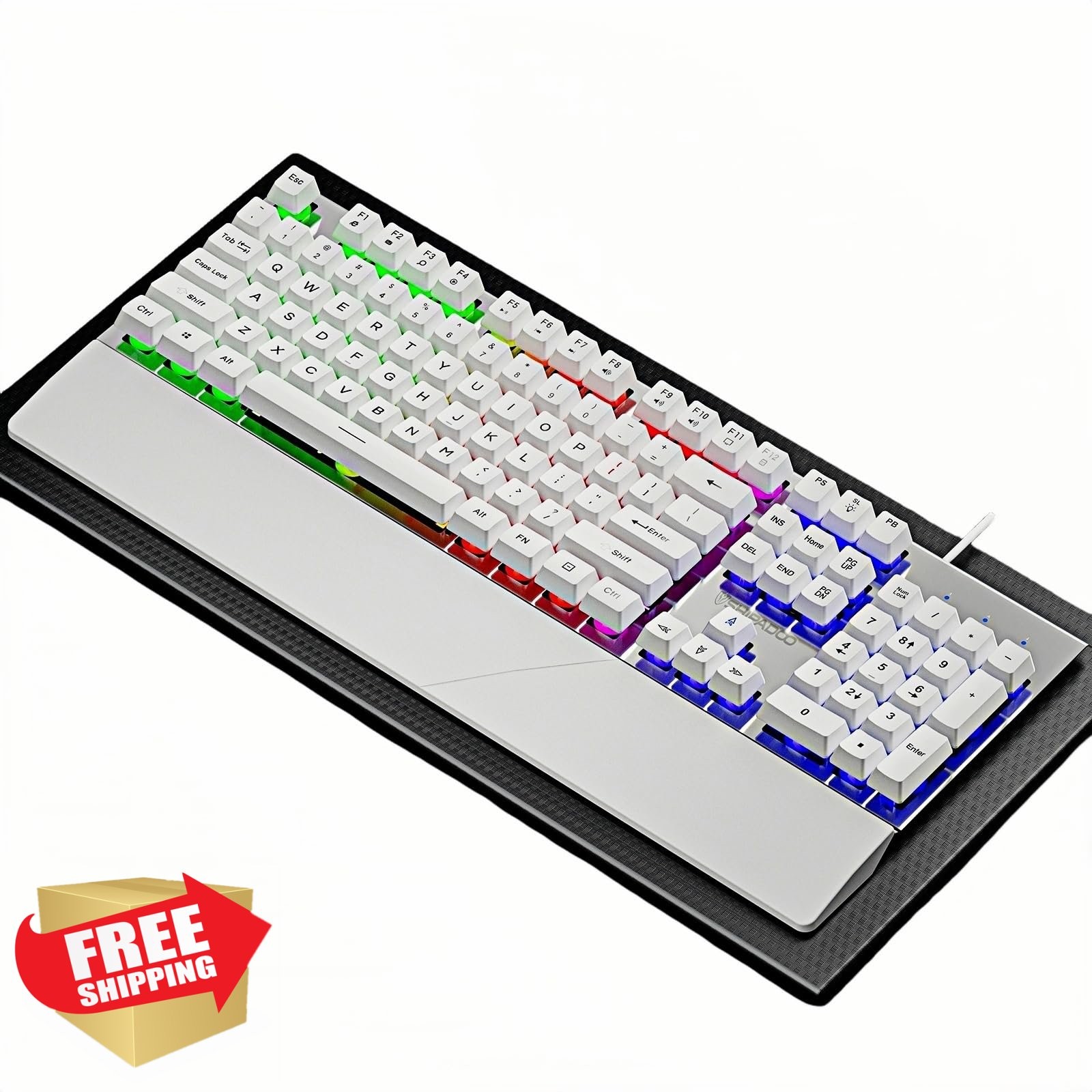 Guiheng White Rainbow LED Gaming Keyboard