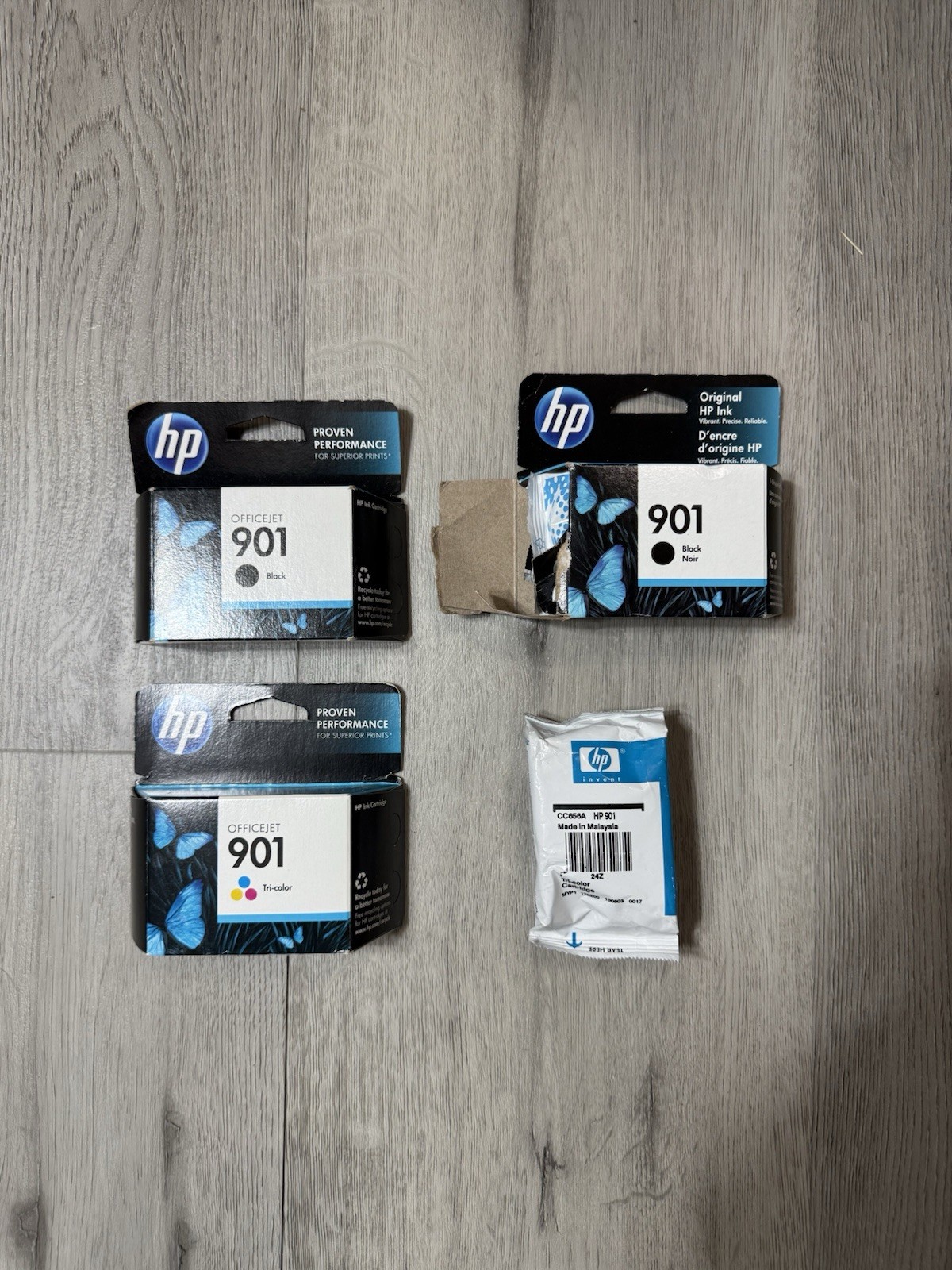 Lot 4 Sealed Genuine HP 901 Black & Tri-Color Printer Ink Cartridge Exp 2013/23