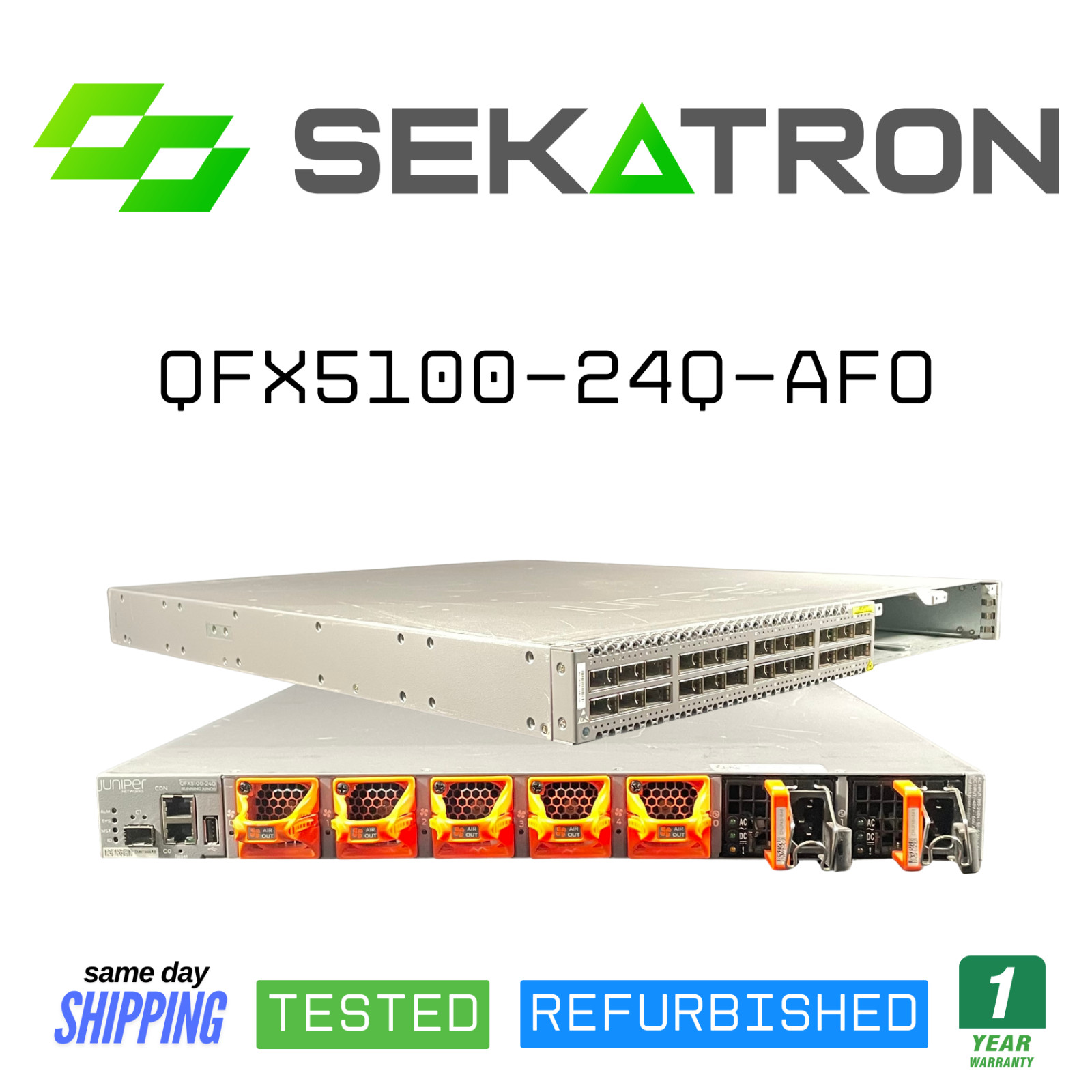 🔀 Juniper QFX5100-24Q-AFO • 24× 40G QSFP+ • 2× PSU • Front-Airflow • USED ✅
