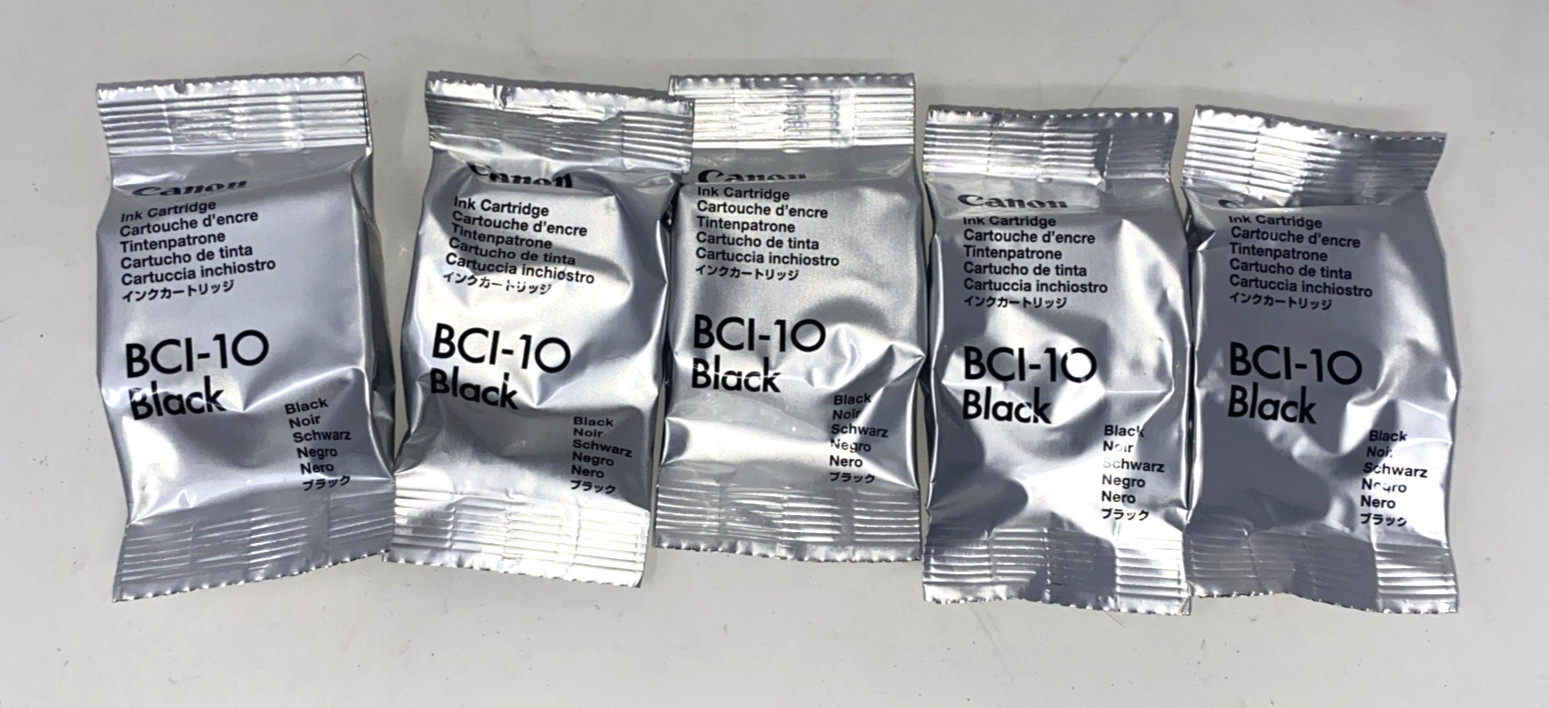Canon BCI-10 Black Ink Cartridge Genuine Original NEW Lot Of 5 Sealed