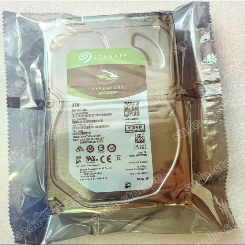 1PCS Seagate BarraCuda ST3000DM008 3TB Internal SATA 6Gb 3.5" Hard Drive 7200RP