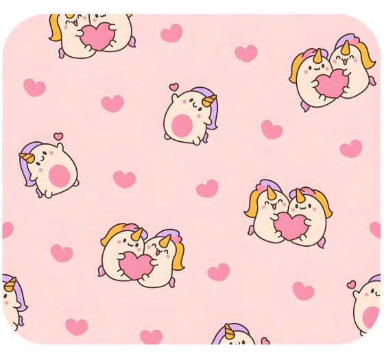 PINK UNICORN HEARTS VALENTINE OPTION 14 THEMED MOUSEPAD MOUSE PAD THICK 9" X 7"