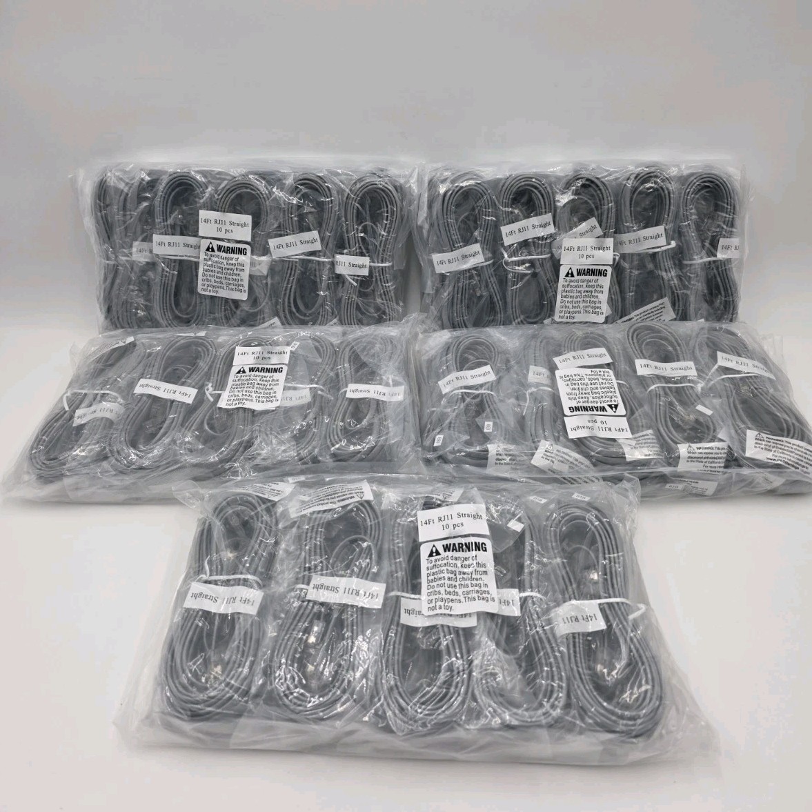 50-Pack RJ11 - RJ11 14ft Cable 