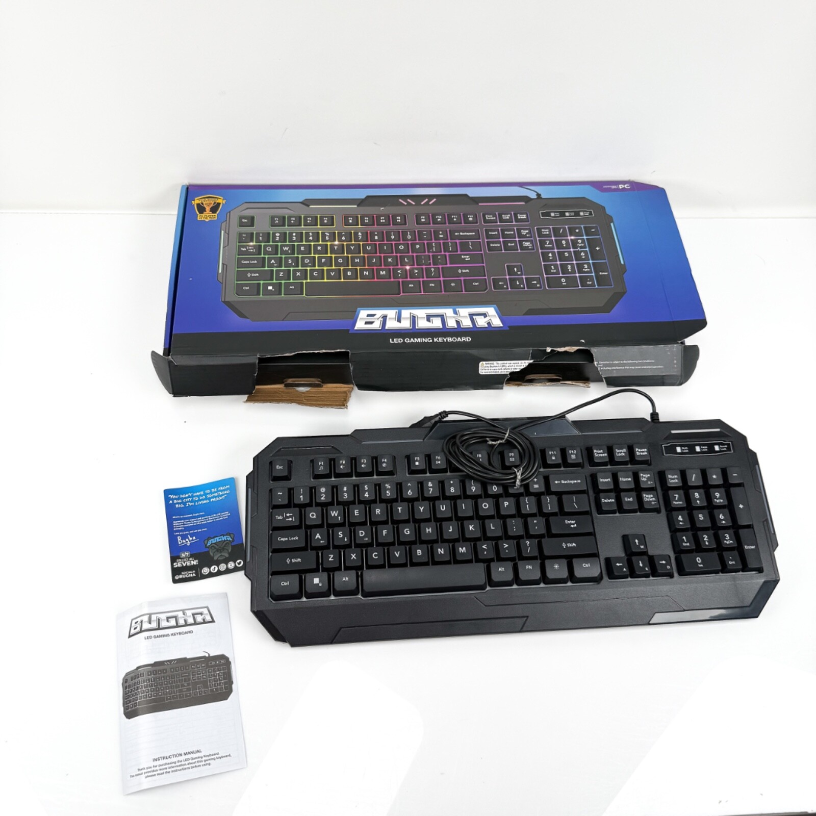 Bugha Exclusive Backlit RGB LED Gaming Keyboard with Function Keys for PC USB