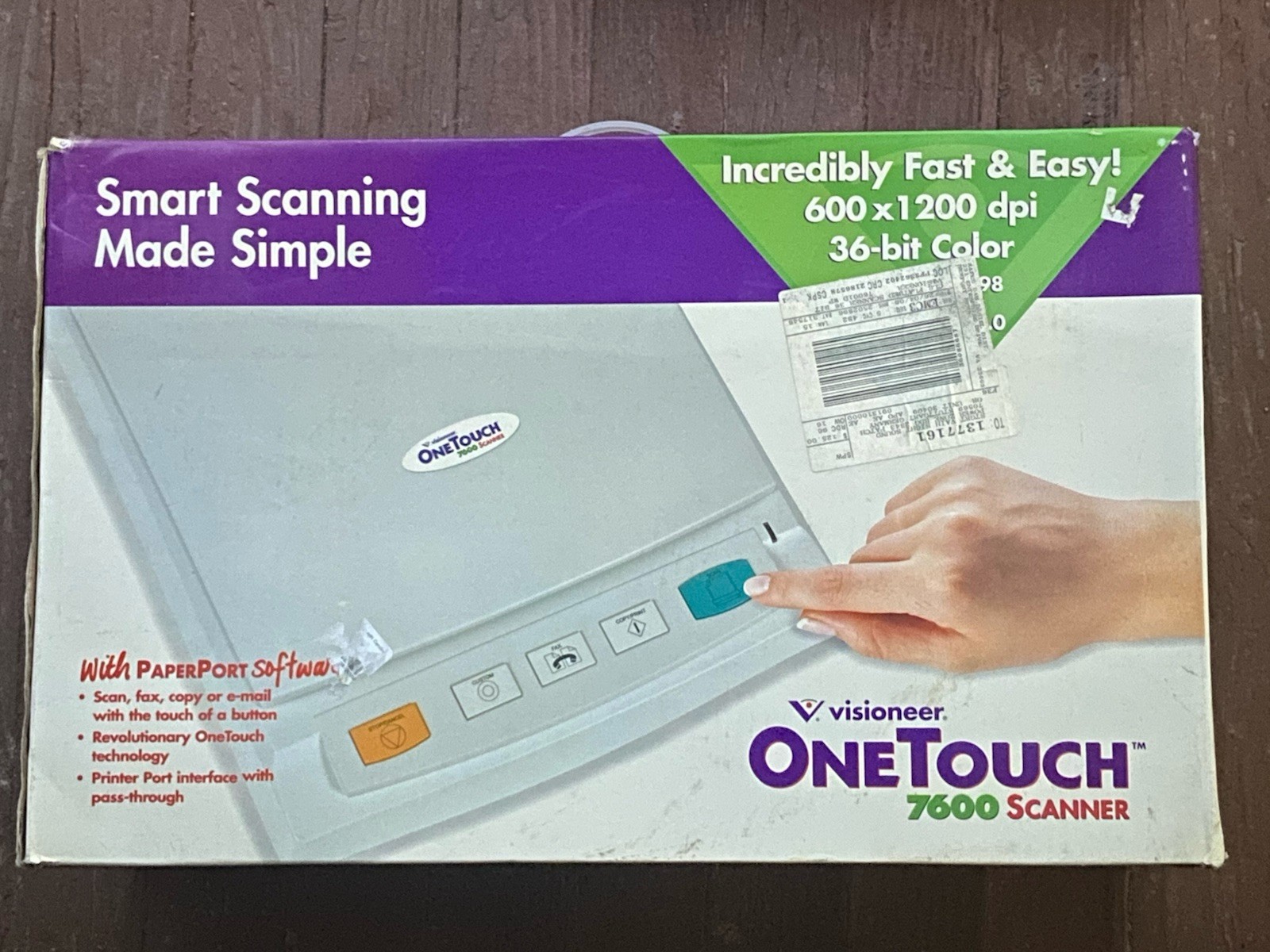 Visioneer OneTouch 7600 USB Flatbed Scanner w/ PaperPort Software Box