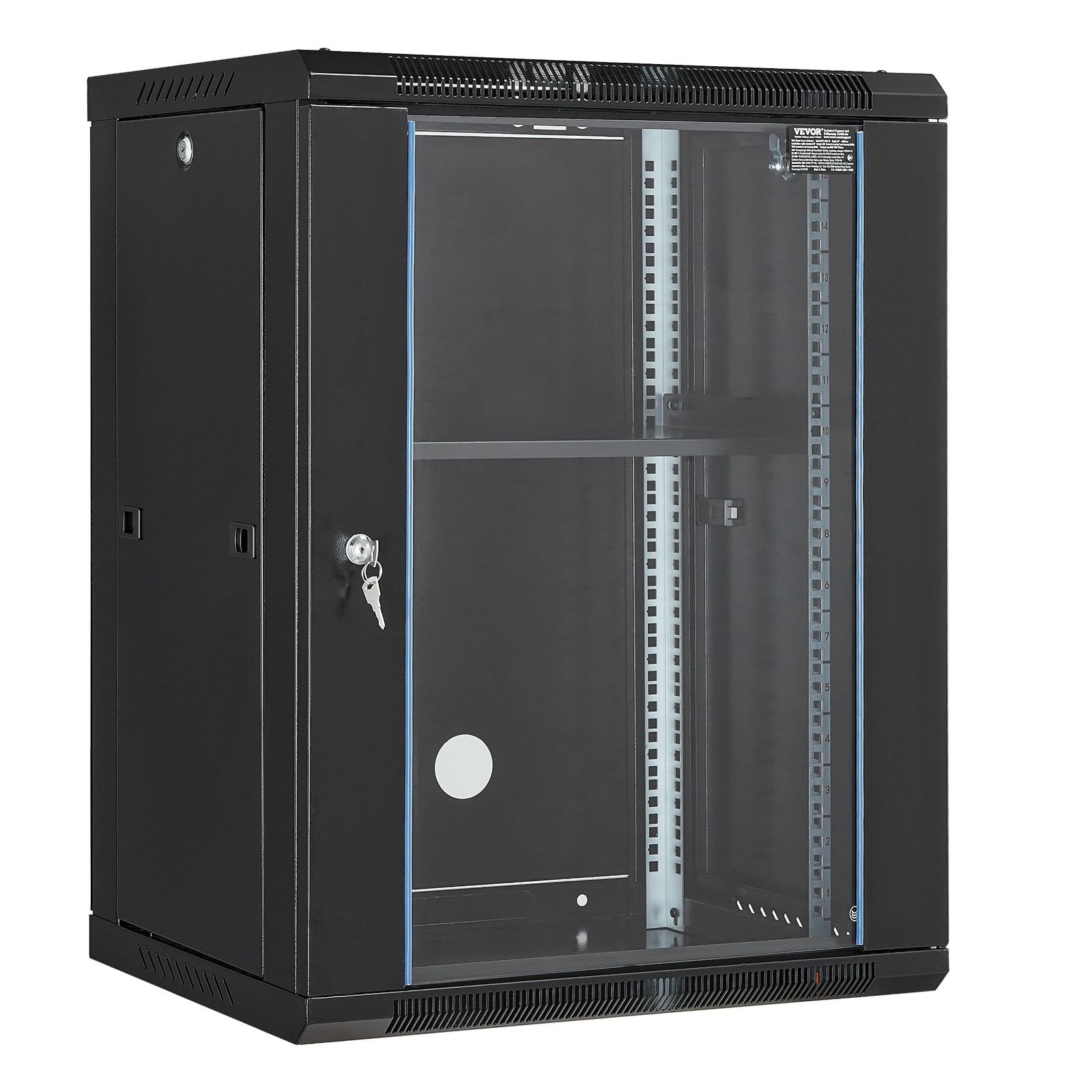 VEVOR 15U Wall Mount Network Cabinet 500 lbs Server Rack Enclosure Glass Door