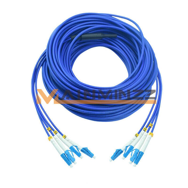 30M Indoor Armored Cable Single-Mode LC-LC 4 Strand 9/125 Fiber Optic Patch Cord