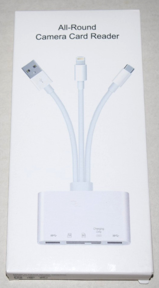 5-in-1 All-Round Camera Memory Card Reader,Lightning+Type C+USB A OTG Adapter