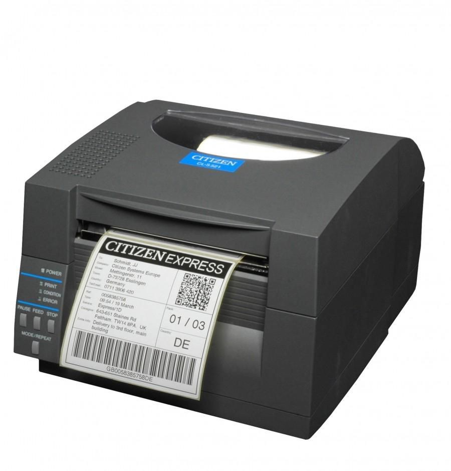 Citizen CLS521IINEBXX CL-S521II Printer Direct Thermal, Black, UK+EN Plug C ~E~