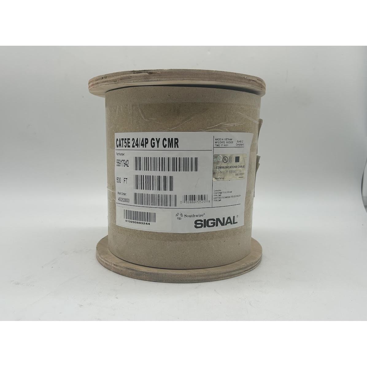 NEW Southwire SIGNAL CAT5e Riser Cable 500 FT Gray CMR Ethernet Network