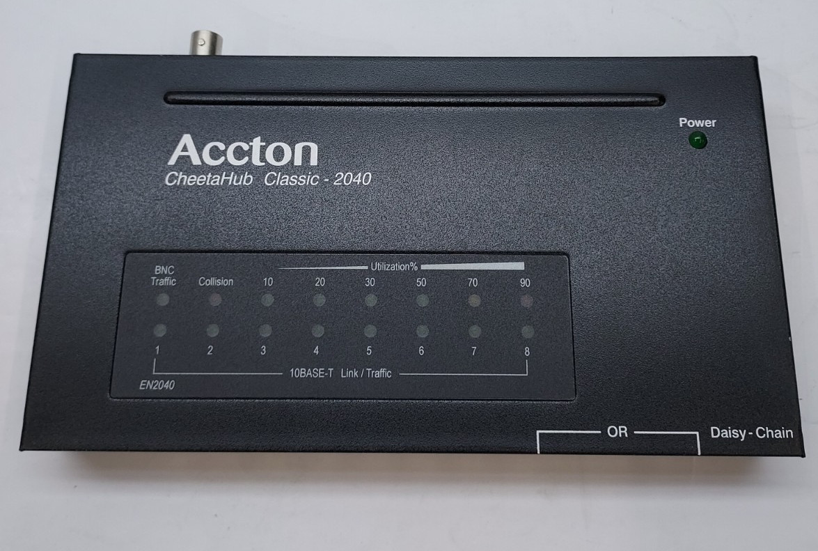 Accton CheetaHub Classic - 2040 (8x 10Base-T, 1x 10Base2 BNC) Network HUB W/ AC