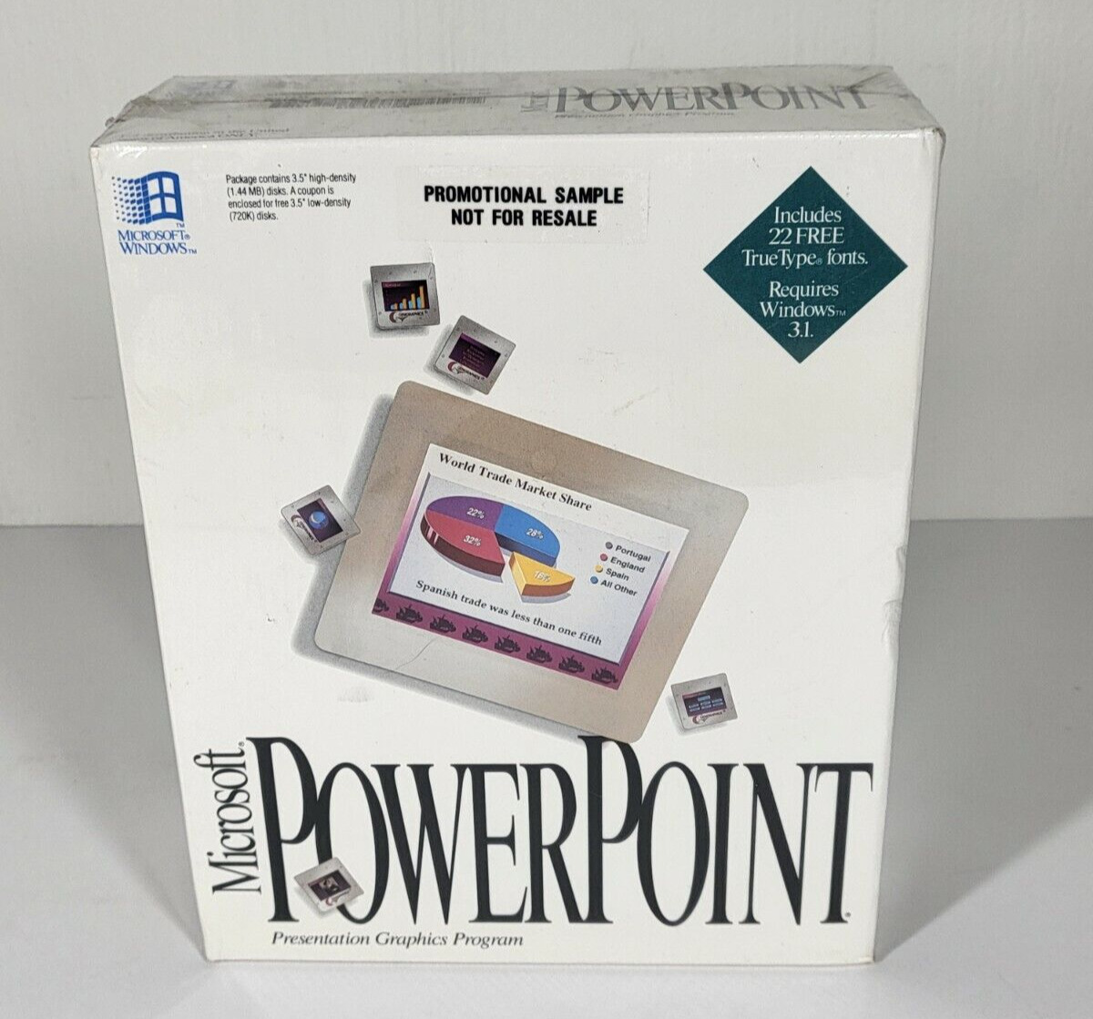 Microsoft Powerpoint 3.0 Vintage Software 1992 SEALED for Windows 3.1