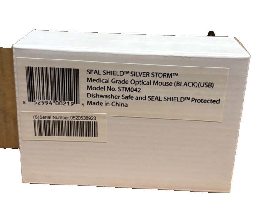 Seal Shield SM7 Silver Storm Optical Mouse Medical Grade USB, Black STM042 - NEW