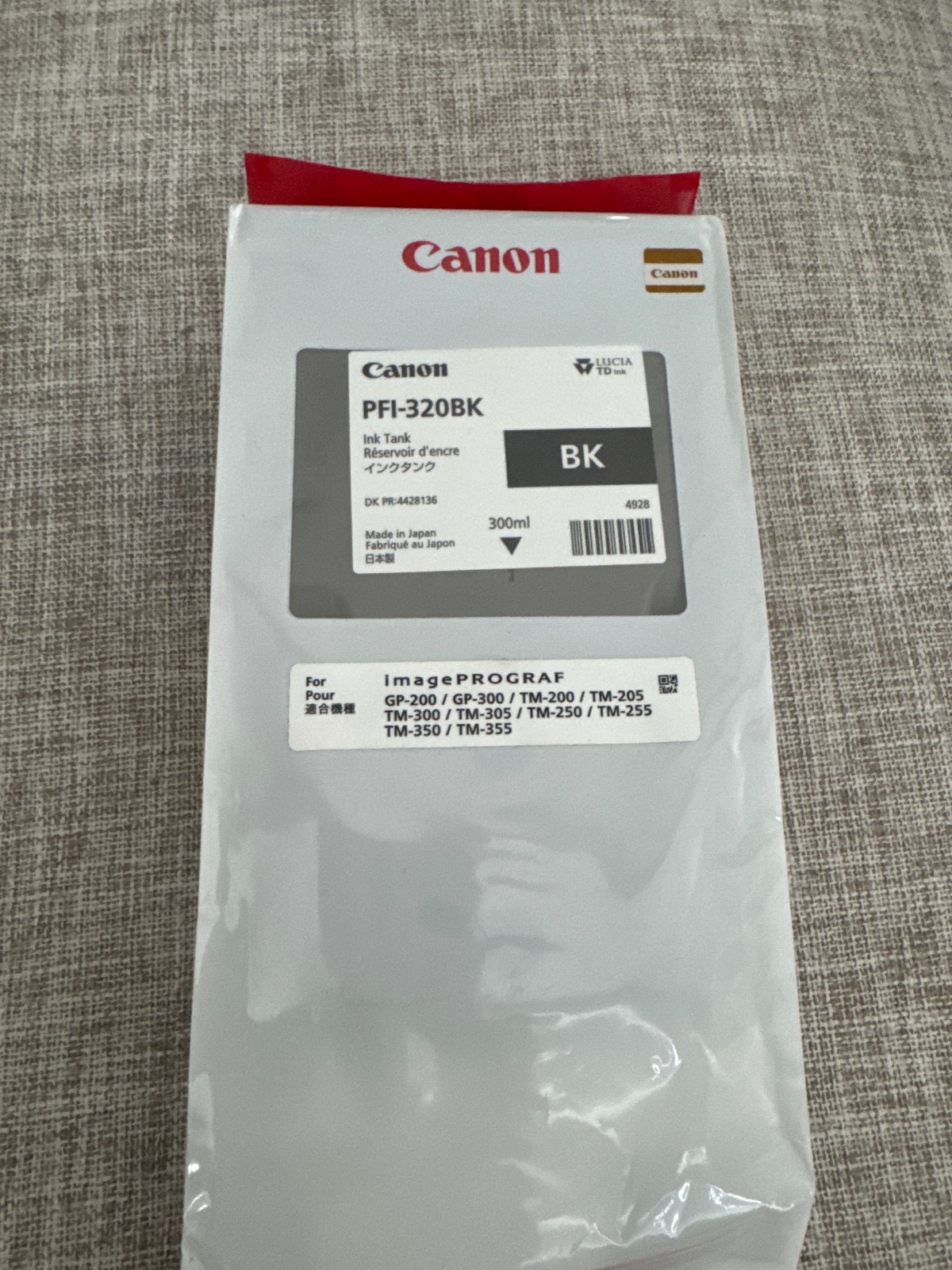 GENUINE Canon PFI-320BK 300ml High-Yield Black Ink Cartridge