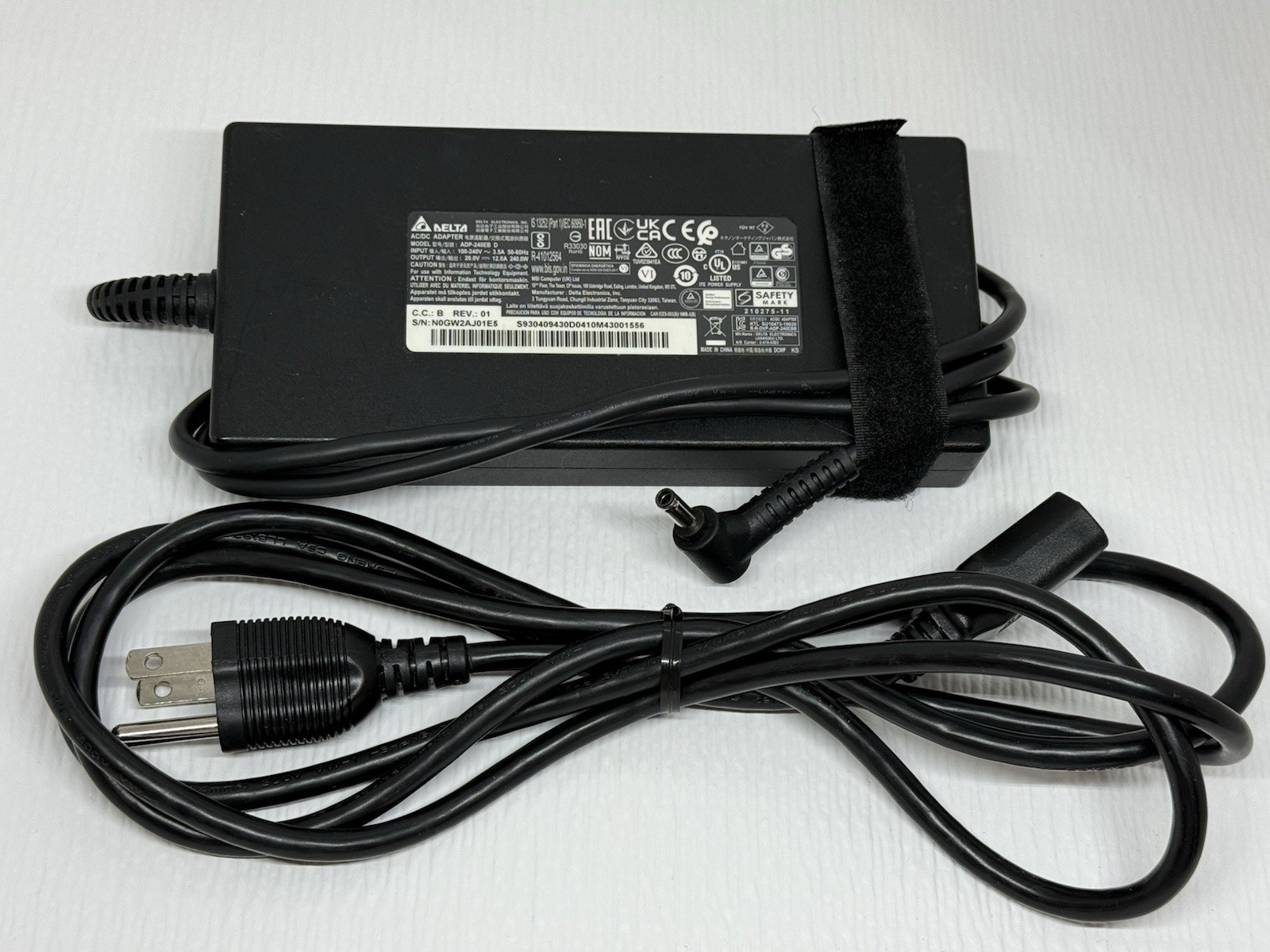 Delta 20V 12A 240W AC Adapter Charger For MSI ADP-240EB D Laptop w/ Power Cord