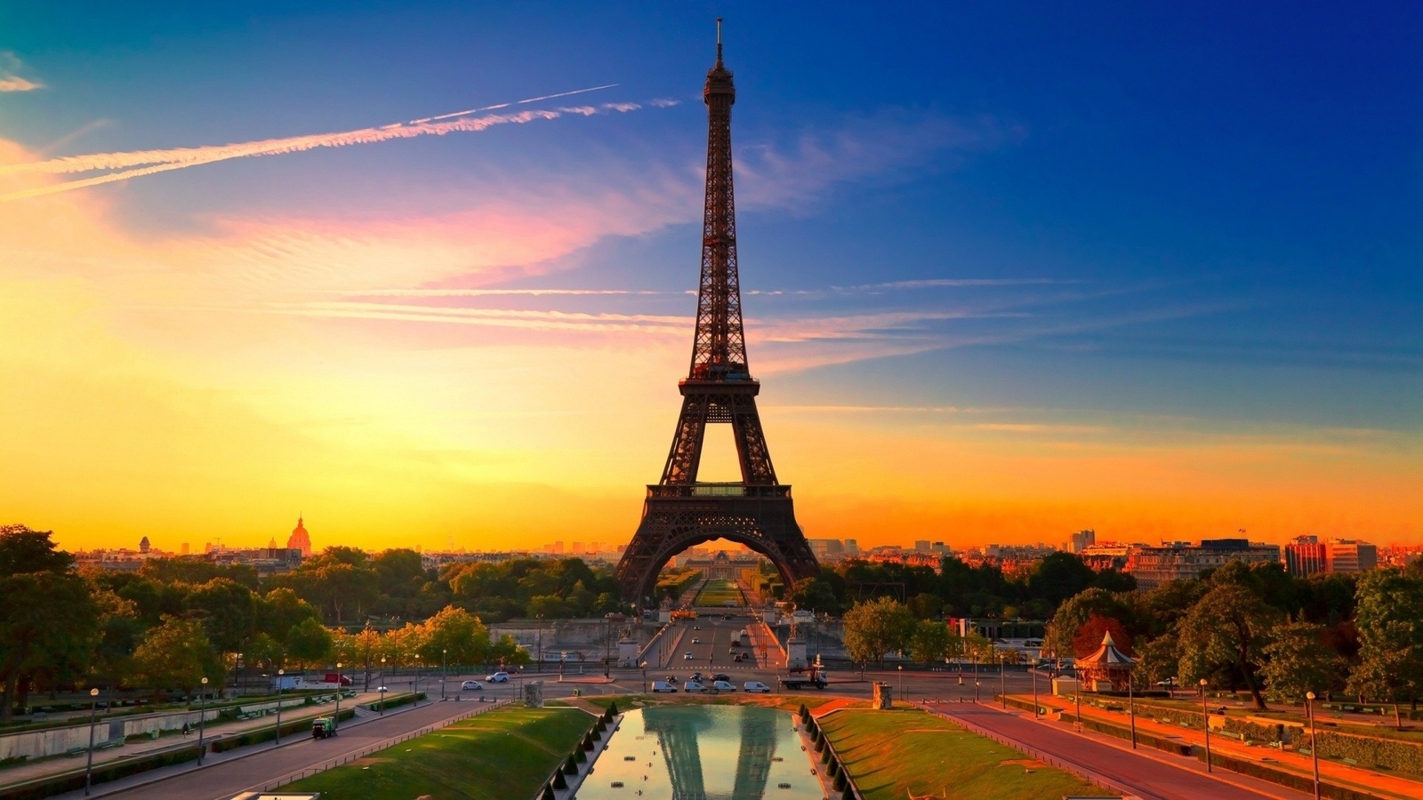 Landscape cityscape paris eiffel tower sunset city Custom Gaming Mat Desk