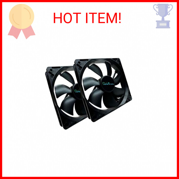 APEVIA AF212S-BK 120mm 4pin Molex & 3pin Motherboard Silent Black Case Fan (2-pk