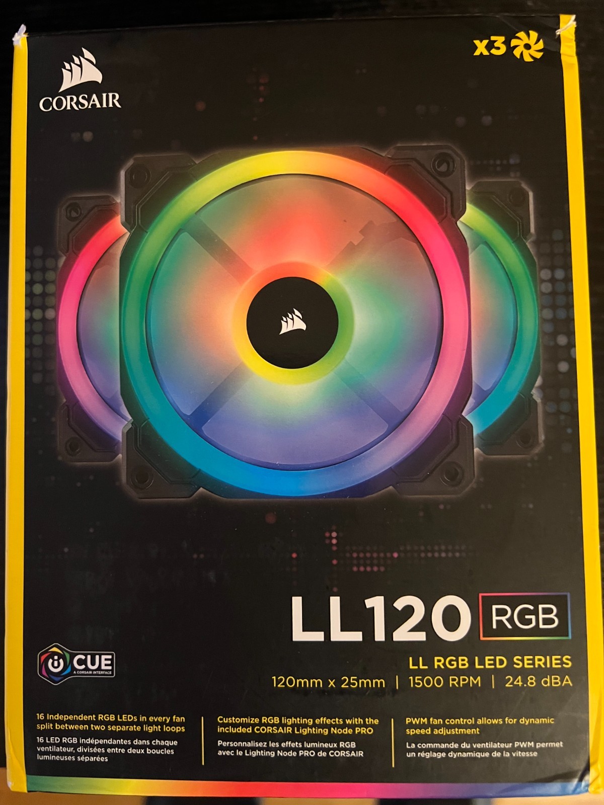 CORSAIR LL120 RGB LED PWM Fan 120mm  - Pack of 3