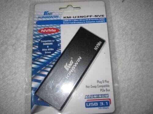 New Kingwin KM-U3NGFF-NVE SuperSpeed USB 3.1 to NGFF M.2 NVMe SSD Enclosure
